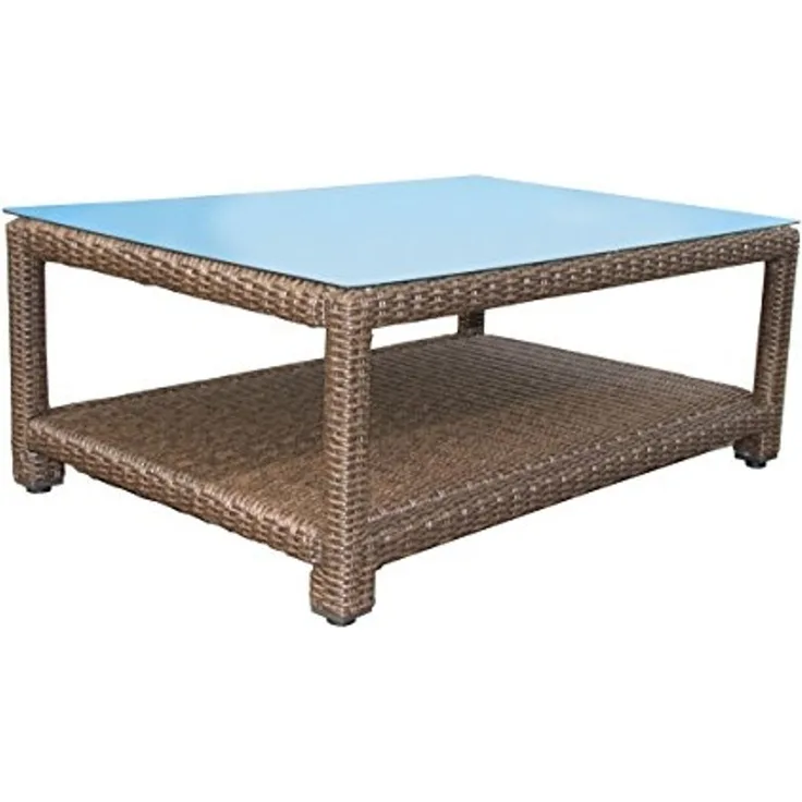 Famous Home Rattan Lounge Tisch 120x80 cm Couchtisch Beistelltisch Braun