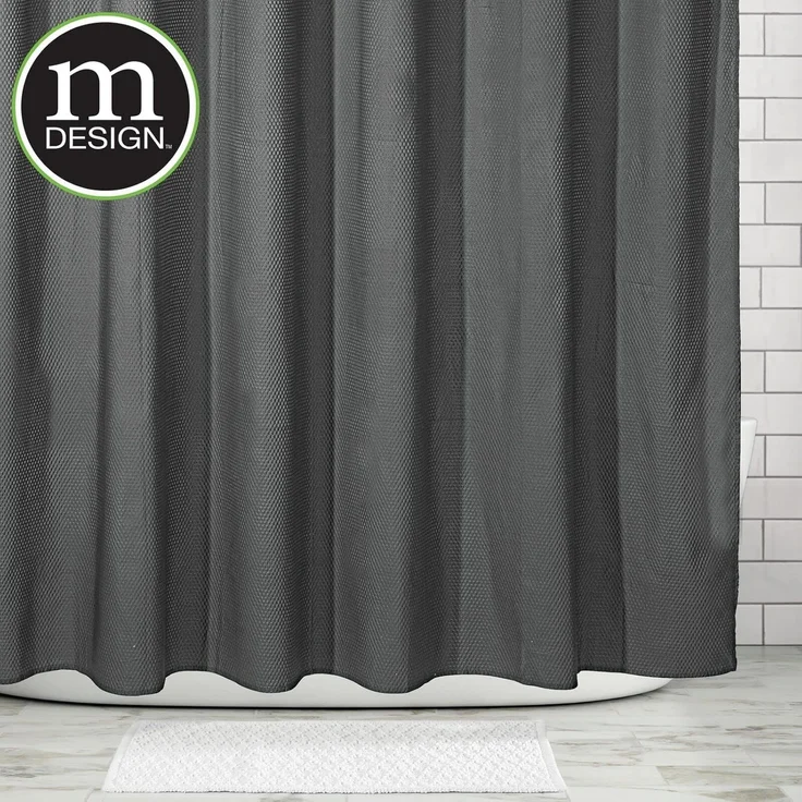 mDesign Luxus Duschvorhang Badewannenvorhang Waffelmuster Polyester Dunkelgrau – Bild 3