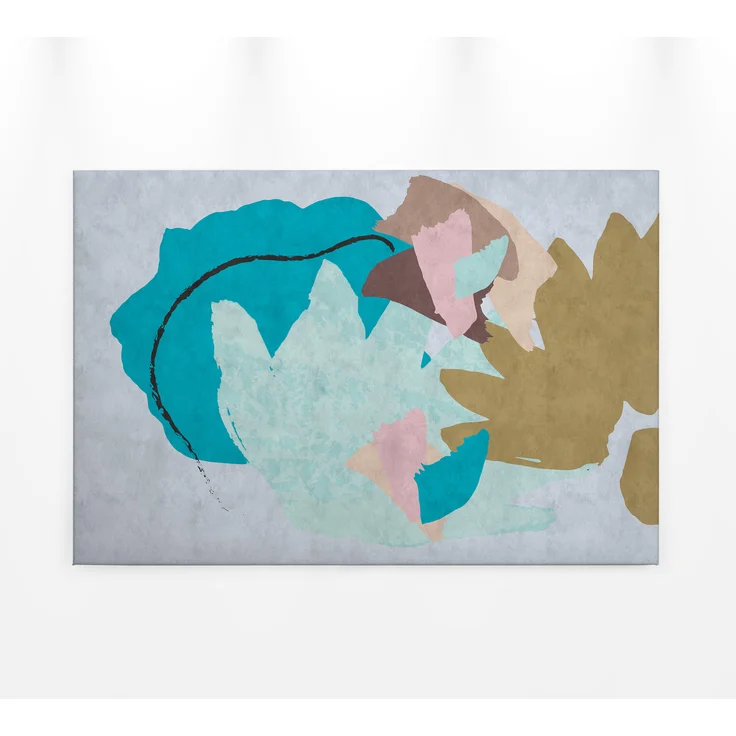 Abstrakte Kunst Leinwandbild Blau Grau Braun 90x60 DD120483 Wandbild Leinwand – Bild 1