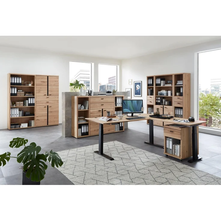 Büroschrank Sonos, Echtholz, Holzwerkstoff, Metall, Holzfarben, 90 x 203 x 38 cm – Bild 5