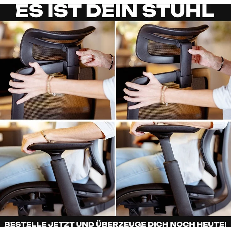 VALKENSTOL M6 POLSTER-SITZ Bürostuhl ergonomisch mit Schaumstoff Sitz - 5 Jahre Garantie - adaptive Lordosenstütze - verstellbare Sitztiefe – Bild 9