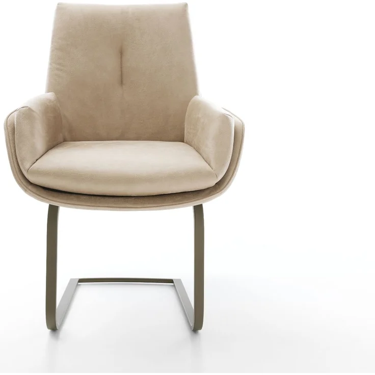 Freischwinger Clea-Flex Mikrofaser Beige Vintage Freischwinger flach Effektfinish Titan – Bild 2