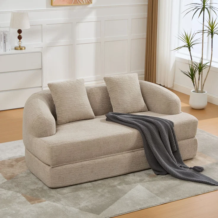 ZUBALIYA Schlafsofa 84x65 cm, mit LED - Beleuchtung, mit Chenille - Bezug, modular aufgebaut, mit Schaumstoffpolsterung – Bild 9