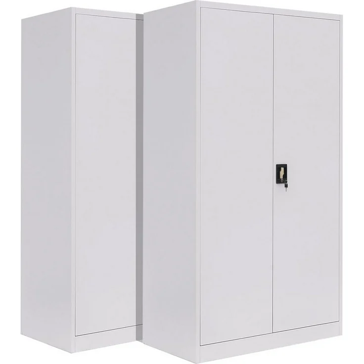 LagerZwei Aktenschrank Stahlschrank 195 x 100 x 50 cm (Packung, 2-St, 2er-Set) 3-fach verriegelt, 4 Böden, bis 60 Ordner, Flügeltüren 130° – Bild 1