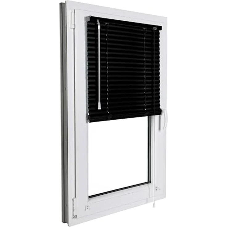 Sonello Jalousie Klemmfix ohne u. mit Bohren 30cm x 100cm Schwarz Aluminium Jalousette, Klemmfix, Inkl. Halterung für Decken- u. Wandmontage Alu Jalousie Fenster u. Tür, Blickdicht freihängend – Bild 5