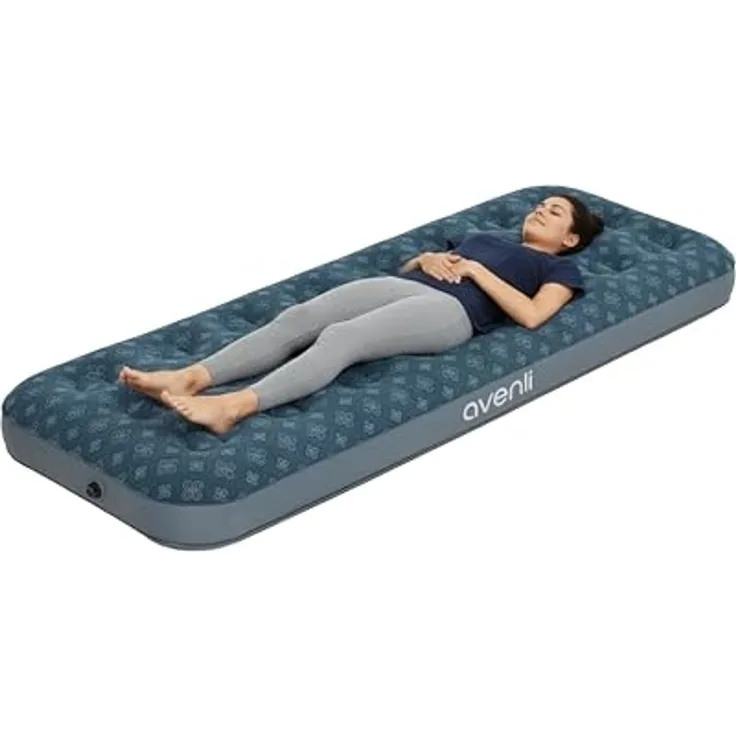 Avenli Luftmatratze Luftbett Camping für 1 Person grün 191x73x22cm Single-Size, (aufblasbar Ideal als Reisebett oder Isomatte, 1-St, für Indoor und Outdoor mit beflockter Oberfläche), Campingmatratze ohne Pumpe