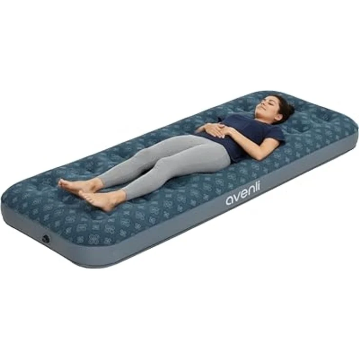 Avenli Luftmatratze Luftbett Camping für 1 Person grün 191x73x22cm Single-Size, (aufblasbar Ideal als Reisebett oder Isomatte, 1-St, für Indoor und Outdoor mit beflockter Oberfläche), Campingmatratze ohne Pumpe – Bild 1