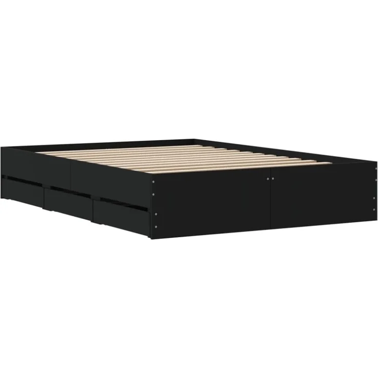 vidaXL Bettgestell mit Schubladen Schwarz 120x200 cm Holzwerkstoff 3207281 – Bild 5