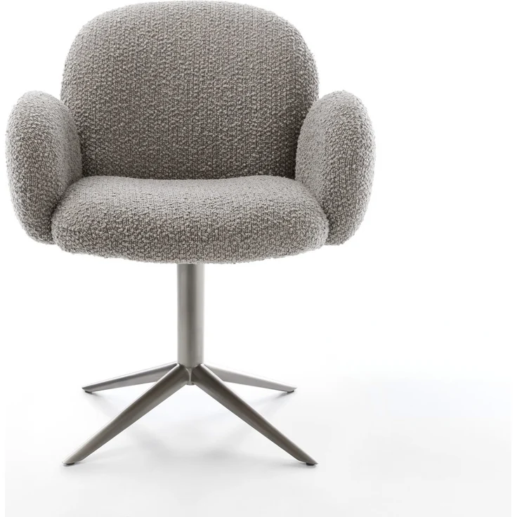 Drehstuhl Nube-Flex mit Armlehnen Bouclé Silbergrau Fußkreuz Graphit 360° drehbar Wippfunktion Taschenfederkern – Bild 2