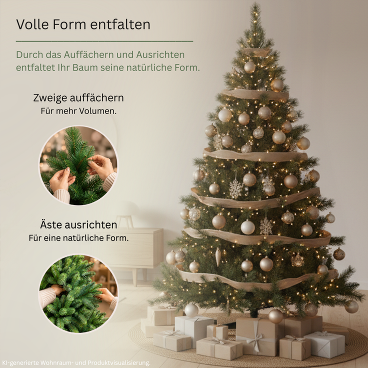 HXT 1101 180 cm künstlicher Weihnachtsbaum inklusive Metallständer, exklusiv & hochwertig, schwer entflammbar – Bild 6