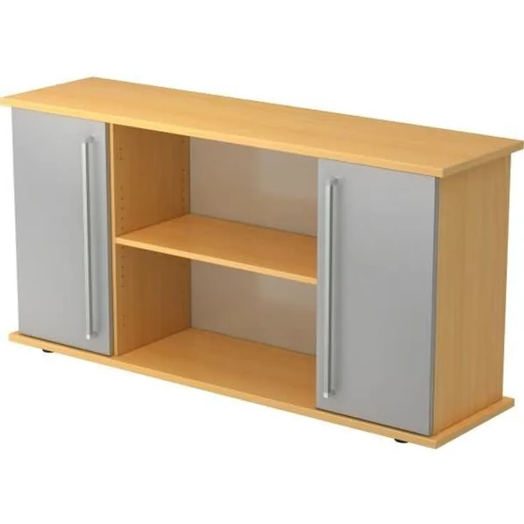Sideboard 2 Türen, 166cm, CE Buche / Silber