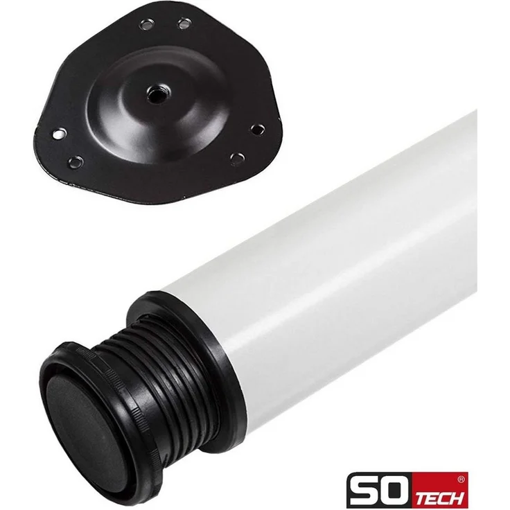 SO-TECH® Tischbein Ø 76 / 80 mm, belastbar bis 75 kg pro Stück, H: 71cm, Stahl, weiß, höhenverstellbar bis 32mm, 4x
