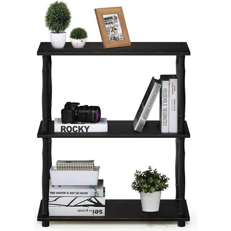 Furinno kompaktes Mehrzweck-Regal mit 3 Ebenen, holz, Espresso/Schwarz, 29. 46x59. 94x75. 18 cm – Bild 3