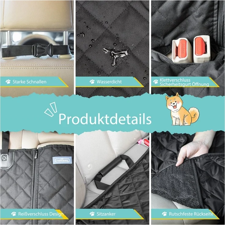 nobleza Tier-Autoschondecke Hundedecke Auto Rückbank Wasserdicht – Bild 2