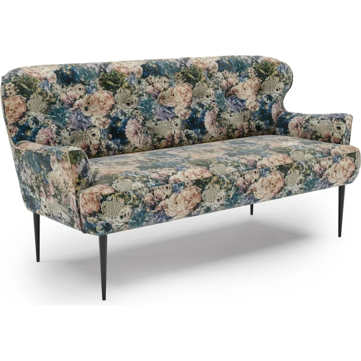 CAVADORE 2,5-Sitzer Küchensofa Amba, Trendige Sitzbank für Küche oder Esszimmer / 173 x 97 x 87 / Jacquard Flachgewebe: Blumenmuster Olive – Bild 1