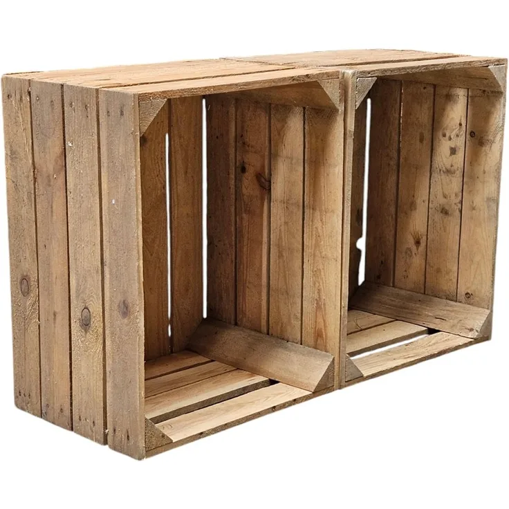 Holzkisten Obstkisten Vintage Natur 50 x 40 x 30cm im 2er Set