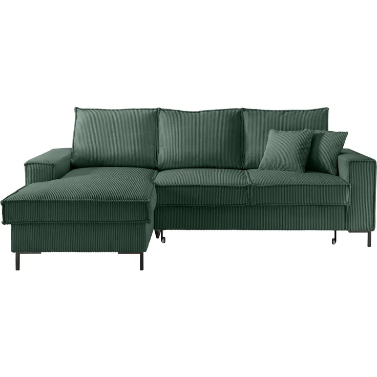 Polsterecke >Rube< Schlaffunktion, Stauraum, Cord moosgrün - 240x92x150cm (BxHxT)