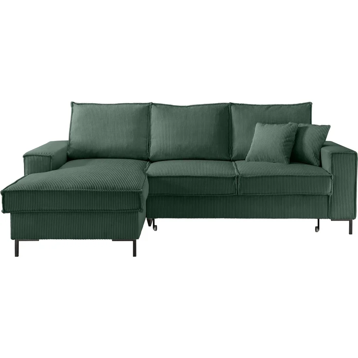 Polsterecke >Rube< Schlaffunktion, Stauraum, Cord moosgrün - 240x92x150cm (BxHxT) – Bild 1