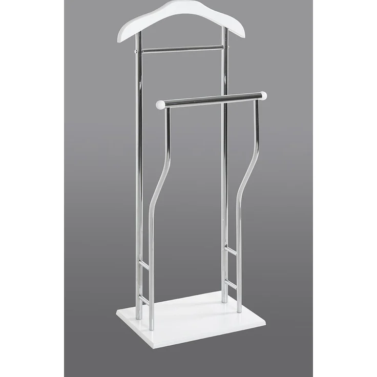 Haku Herrendiener Dressboy, Anzugständer aus verchromtem Stahlrohr mit weißer MDF-Ablage und Bügel, 45x30x110 cm – Bild 7
