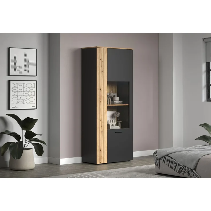 Vitrine Avila in grau und Eiche Evoke 80 x 195 cm – Bild 10
