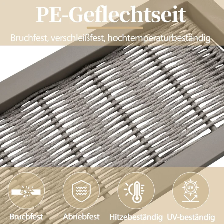 Merax Gartenlounge-Set, Gartenmöbel-Set 7 Sitzer, Gartensofa Eckstellung, mit Esstische, Bänke und Sofas, Khaki – Bild 5