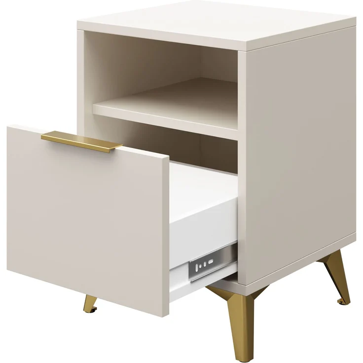 Nachttisch Xylix 1SZ mit Schublade (Farbe: Sandbeige) – Bild 6