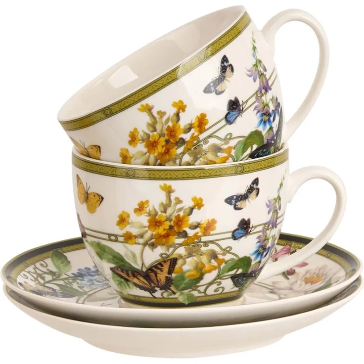 DUO 2er-Set Tassen FLORAL RHAPSODY, 270 ml mit Untertassen, New Bone China Porzellan – Bild 4