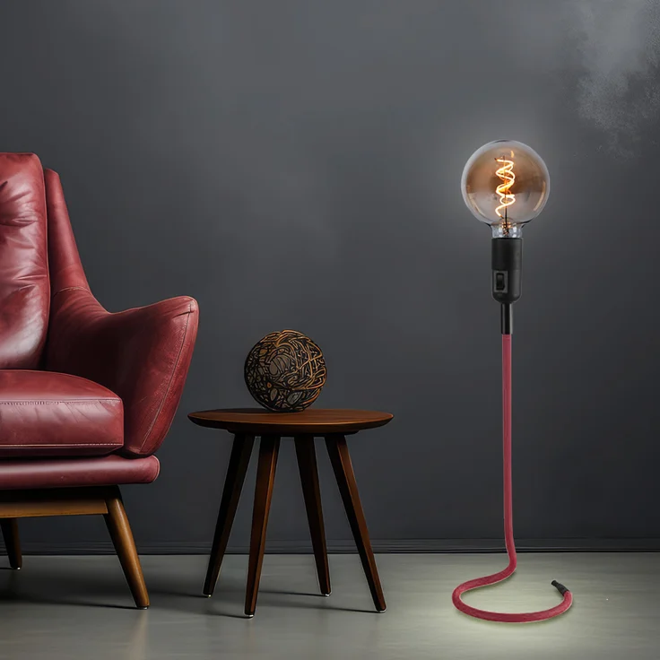 2er Set Tischlampe, Kabel Design, rot, H 46,5 cm – Bild 3
