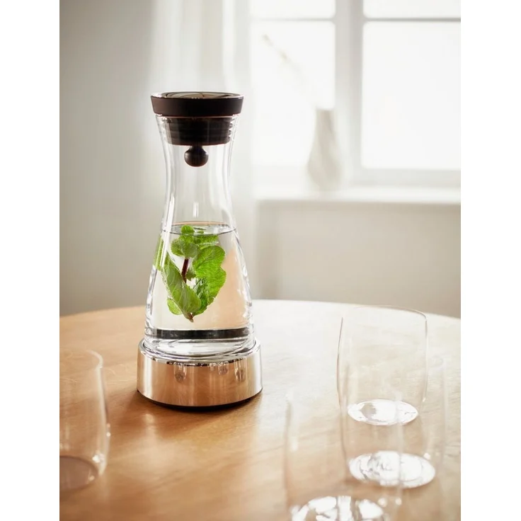 PHILIPPI Wasserkaraffe, Glas, Silicon, Edelstahl hochglanzpoliert, 1l. 24 cm (h) – Bild 3