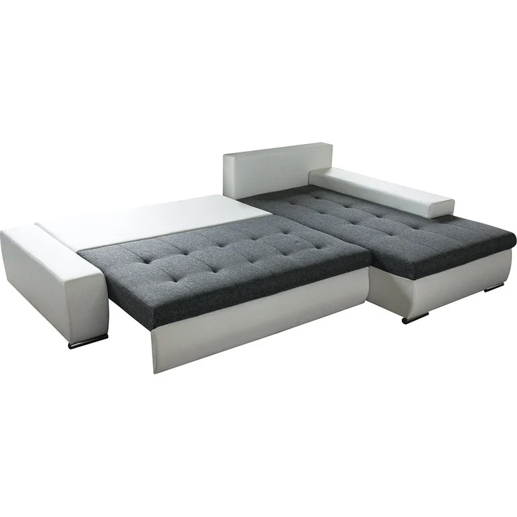 Ecksofa mit Schlaffunktion Faris - Couch mit Bettkasten, Big Sofa, Sofagarnitur, Couchgarniitur, Polsterecke (Weiß + Dunkelgrau (Madryt 120 + Inari 94), Ecksofa Rechts) – Bild 2