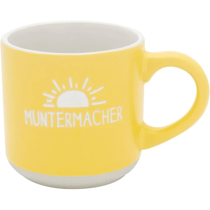 GRUSS & CO Espressotasse mit Gravur "Muntermacher" | Mini-Tasse aus Steinzeug, 10 cl, Tässchen mit Geschenk-Banderole | Geschenk Freunde, Geburtstag | 74651 – Bild 1