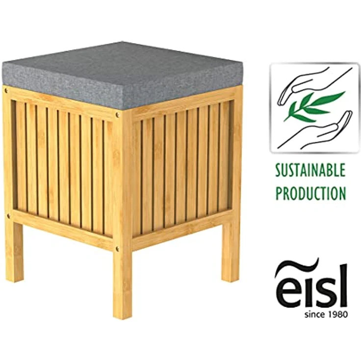 EISL 2-in-1 Wäschekorb mit Sitzkissen Bambus 39x39x52,5 cm 438814 – Bild 5