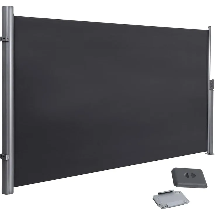 SONGMICS Alu-Seitenmarkise, ausziehbar, blickdicht, Anthrazit, 160x300 cm