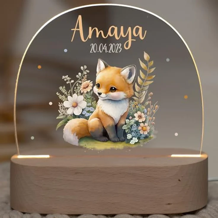 Kidsmood Nachtlampe mit Wunschnamen, Individuelle Nachttischlampe Kinder, Niedliches Nachtlicht für Babys, Personalisierte Geschenke für Babys, Geschenk zur Geburt – Bild 2