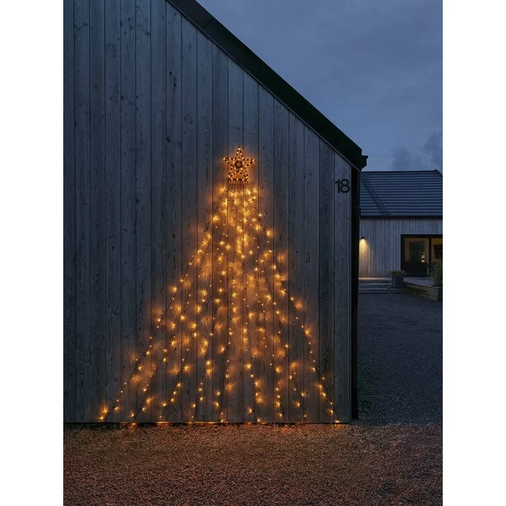 KONSTSMIDE LED-Lichtervorhang Triangel, 304-flammig, LED Lichtervorhang mit Stern, 304 bernsteinfarbene Dioden, H. 2,7 m – Bild 2