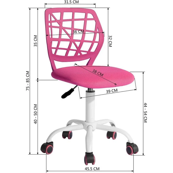 Höhenverstellbarer Bürostuhl Stoffsitz Ergonomisch Rosa – Bild 3