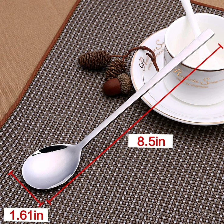 Löffel, 8 Stück koreanische Edelstahl-Löffel, 21,6 cm Suppenlöffel, langer Griff, Esslöffel, Reislöffel, Tischlöffel für Zuhause, Küche oder Restaurant – Bild 8