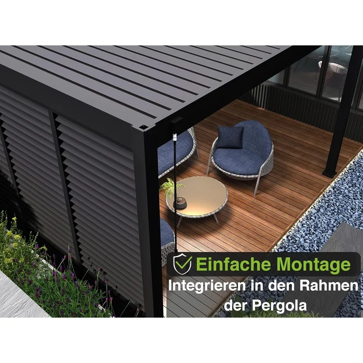 Weide Horizontale Lamellenwand für Weide Pergola | anthrazit | aus Aluminium – Bild 6