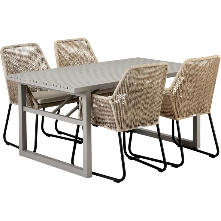 Gartenesstisch Vevi aus Aluminium, modern, beige, für 4–6 Personen, 160x90 cm – Bild 5