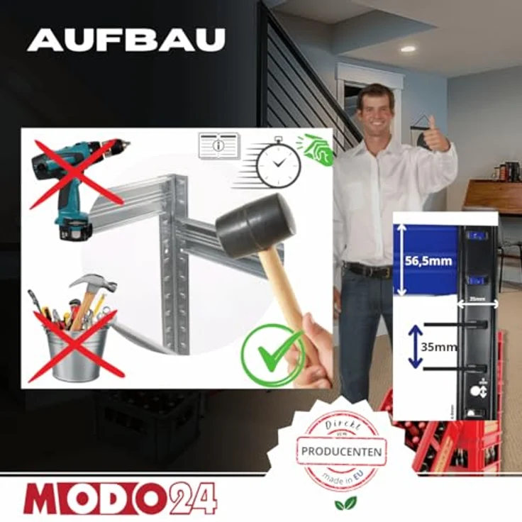 Modo24 Kastenständer HELIOS Metall Getränkekistenregal, Kistenregal, für 2 oder 3 Kisten, Getränkeregal Stabil Kistenständer Freistehend, Kistenhalter, 5 Farben – Bild 5