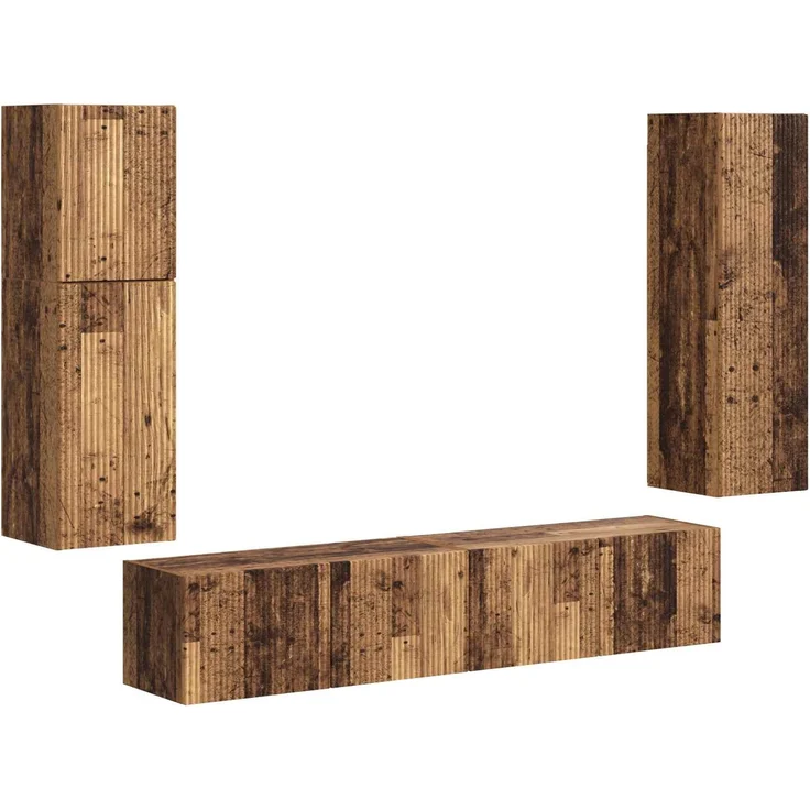 vidaXL TV-Schrankset Wandmontiert 4 pcs Altholz Holzwerkstoff 3409040 – Bild 2