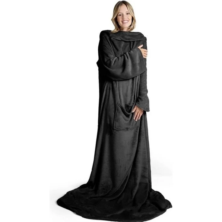 Wohndecke Kuscheldecke mit Ärmeln und Fußtasche, Blumtal – Bild 4