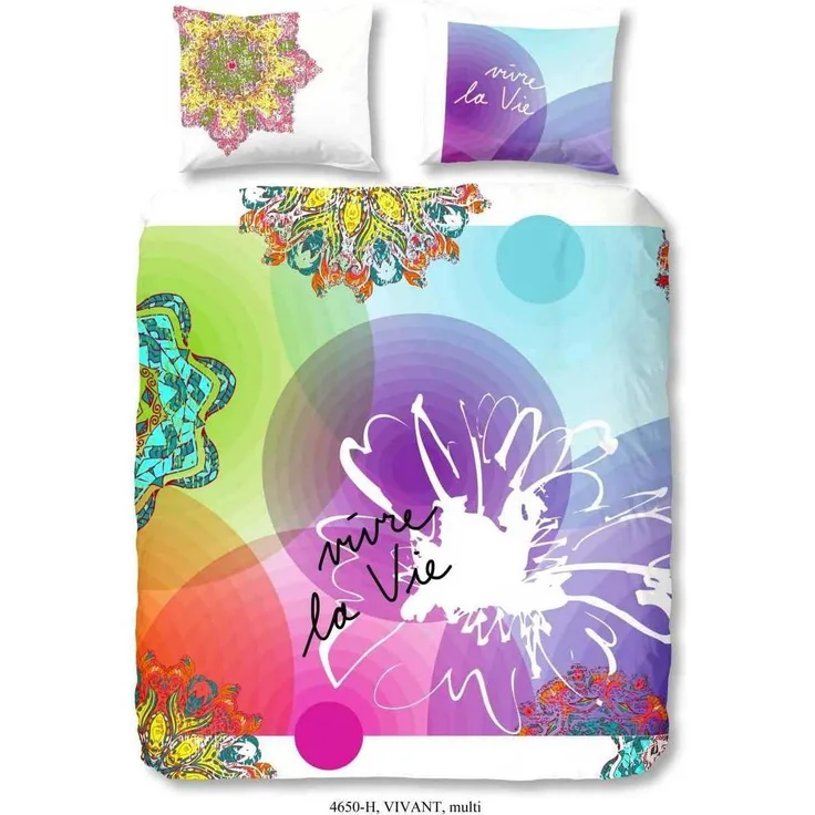 HIP Baumwolle Satin Bettwäsche Kreise Vivant Bunt 135x200 + 80x80 cm