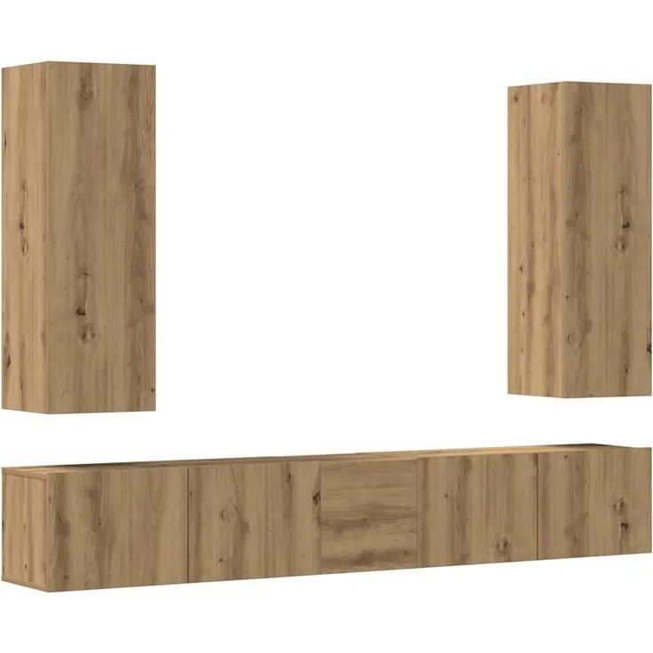 vidaXL 5-tlg. TV-Schrank-Set Wandmontage Artisan-Eiche Holzwerkstoff 3329194 – Bild 1