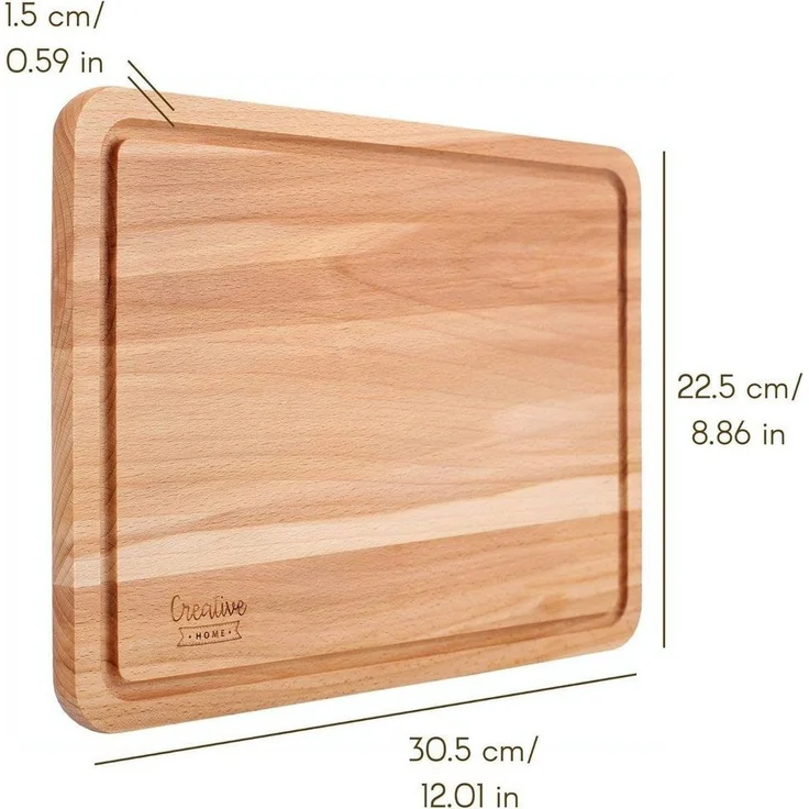 Creative Home Schneidebrett mit Saftrille 30,5 x 22,5 x 1,5 cm Holzschneidebrett Holzbrett Küche, (1-St), mit tiefer Saftrille – Bild 2
