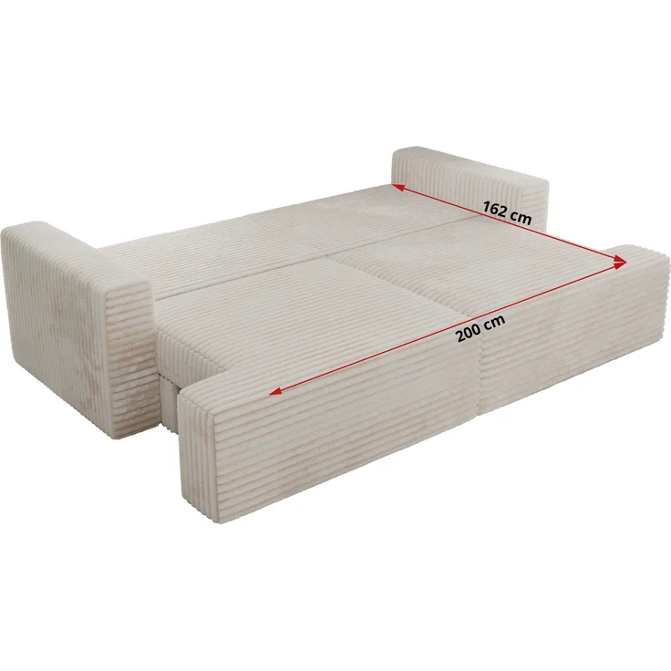 Sofa mit DL-Schlaffunktion, 4-Sitzer Sofa, Bettkasten, 240 x 115 x 88 cm, lose Kissen, Armlehnen - VIRELLA - Beige Cord – Bild 8