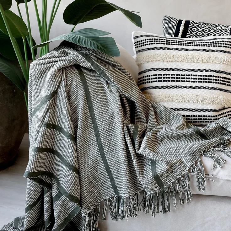 Chic Antique - Decke Plaid Kuscheldecke Wohndecke 150x130cm Muster Grün 16100121 – Bild 2