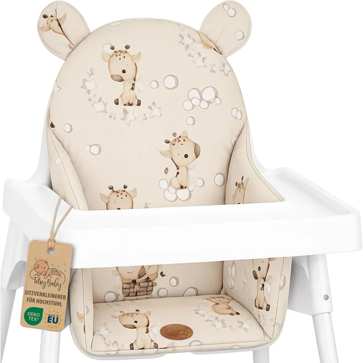 Sitzkissen für Hochstuhl faltbar Sitzverkleinerer – Baby Kissen Sitzauflage Stützkissen für Ikea Antilop Kinderstuhl und Babystuhl – handgemacht wasserabweisend Giraffen