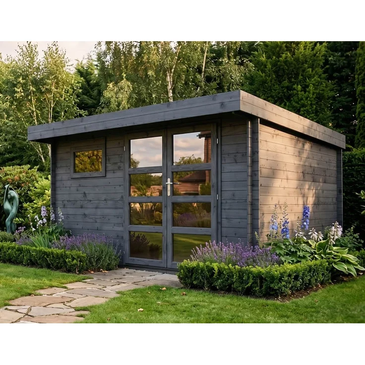 McGarden 'Nizza' Gartenhaus, inkl. Imprägnierung, Holz anthrazit, 390 x 300 x 200 cm