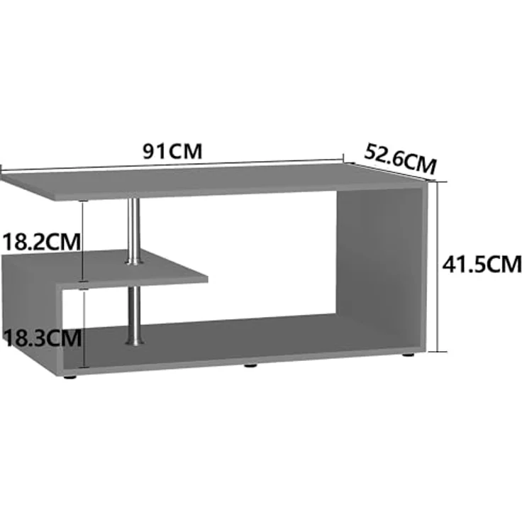 MID.YOU Couchtisch Maliso, Weiß und Honigeiche, rechteckig mit Stauraum, 53x42x91 cm – Bild 3